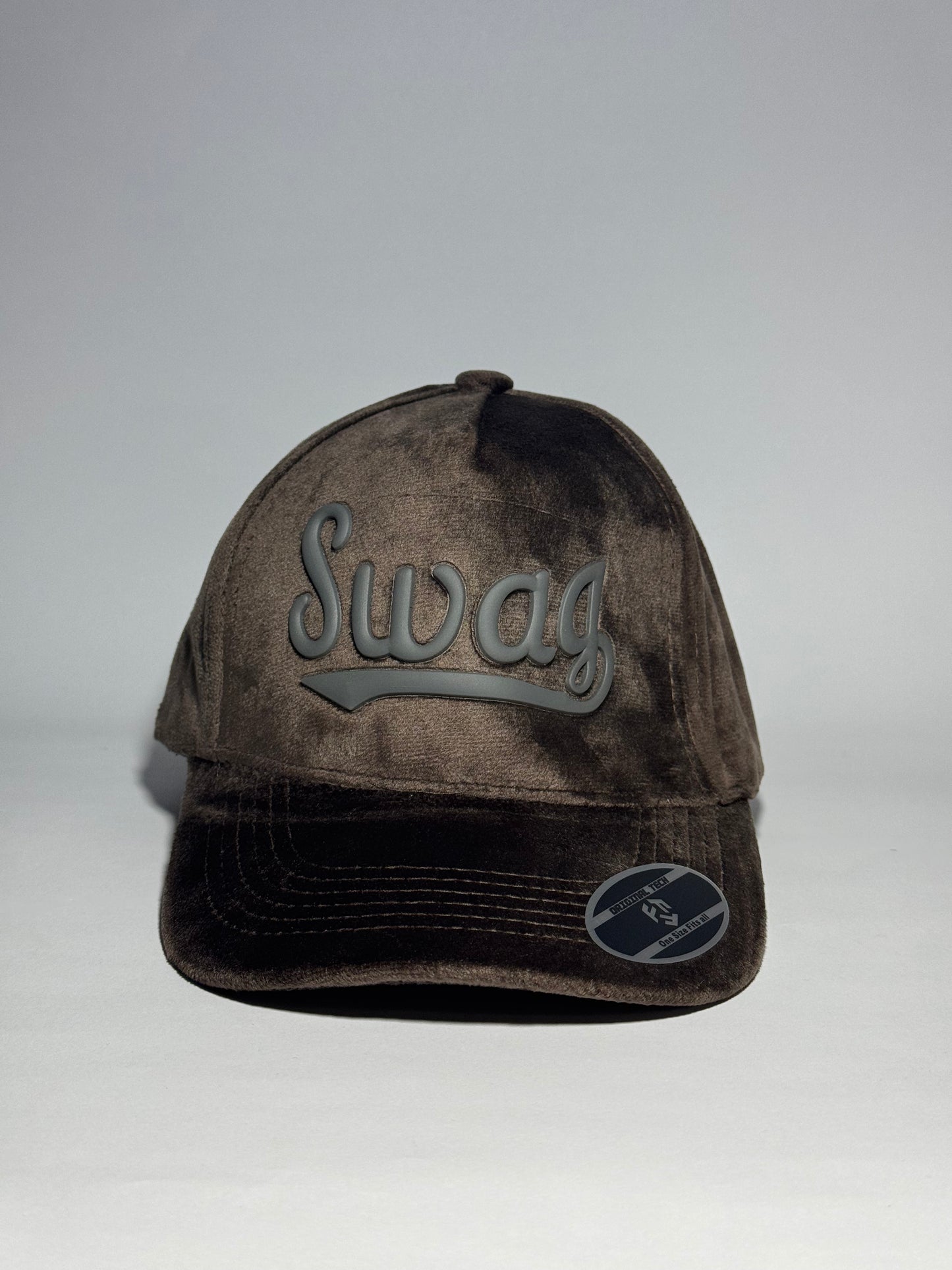Full Velvet 'SWAG!' Baseball Cap-Brown
