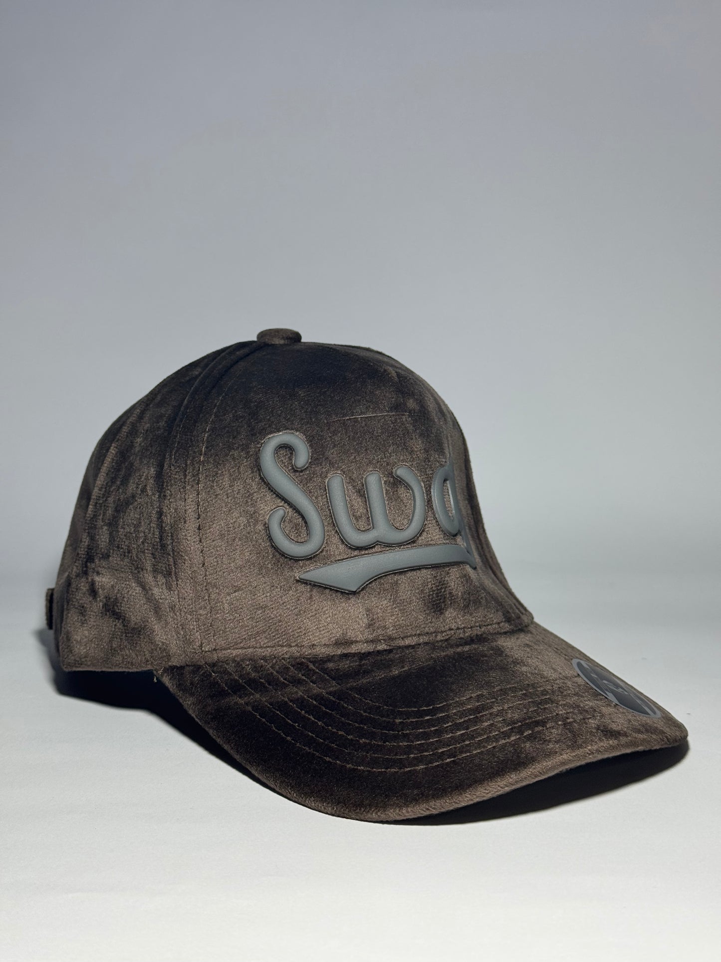 Full Velvet 'SWAG!' Baseball Cap-Brown