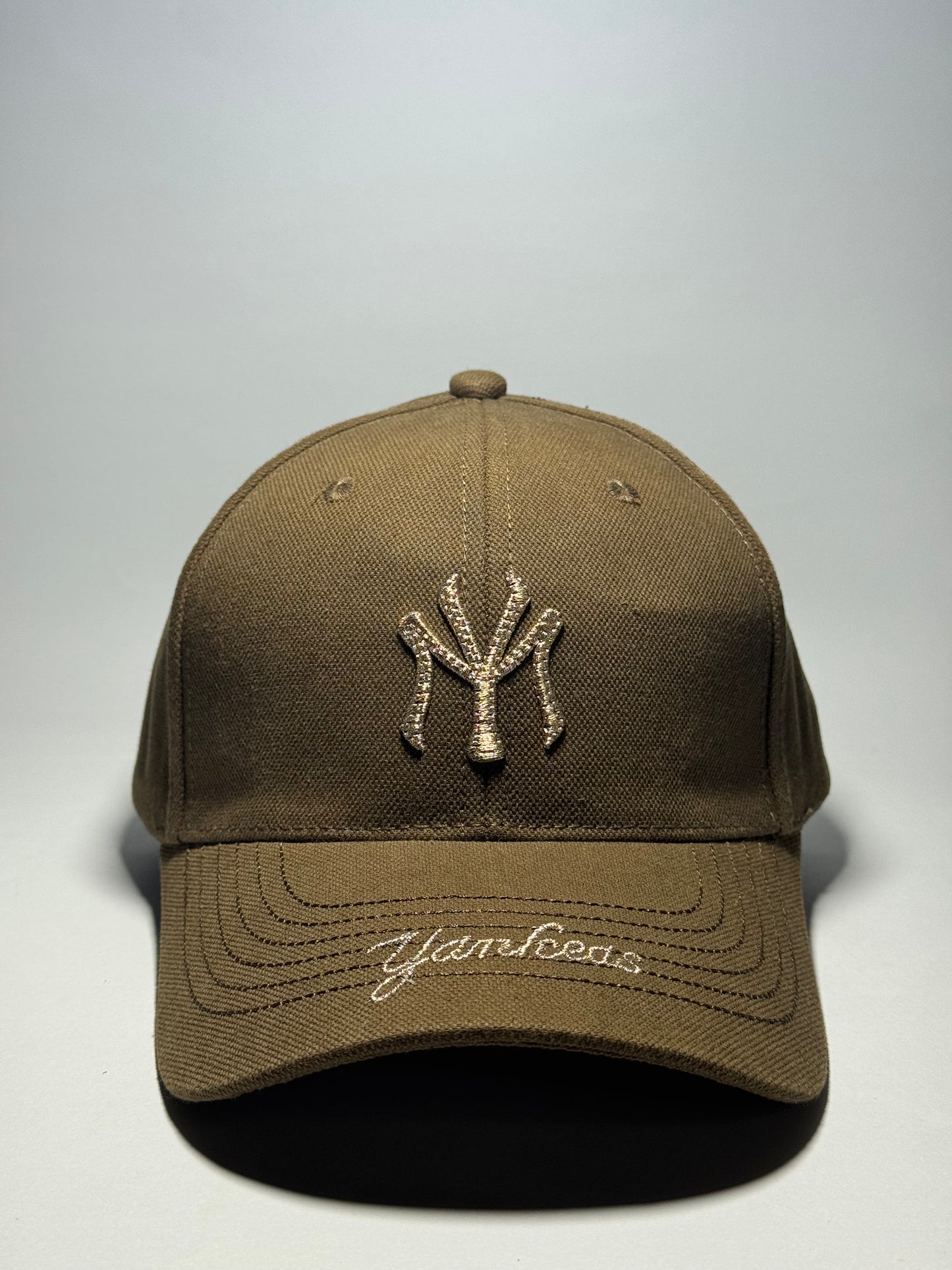 NY Style Baseball Cap with Gold Logo-White