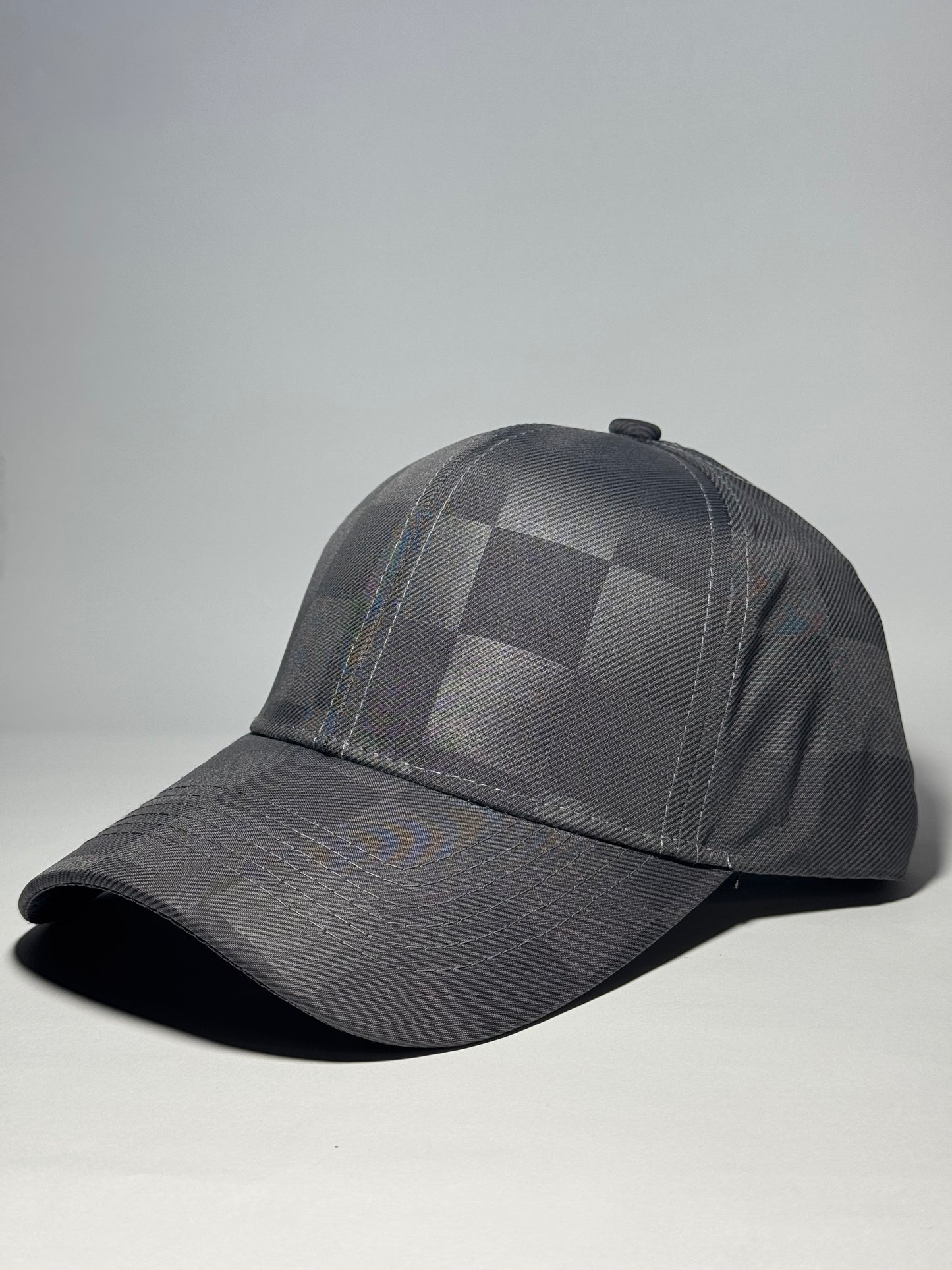 Premium Checkered Pattern Baseball Cap-Black