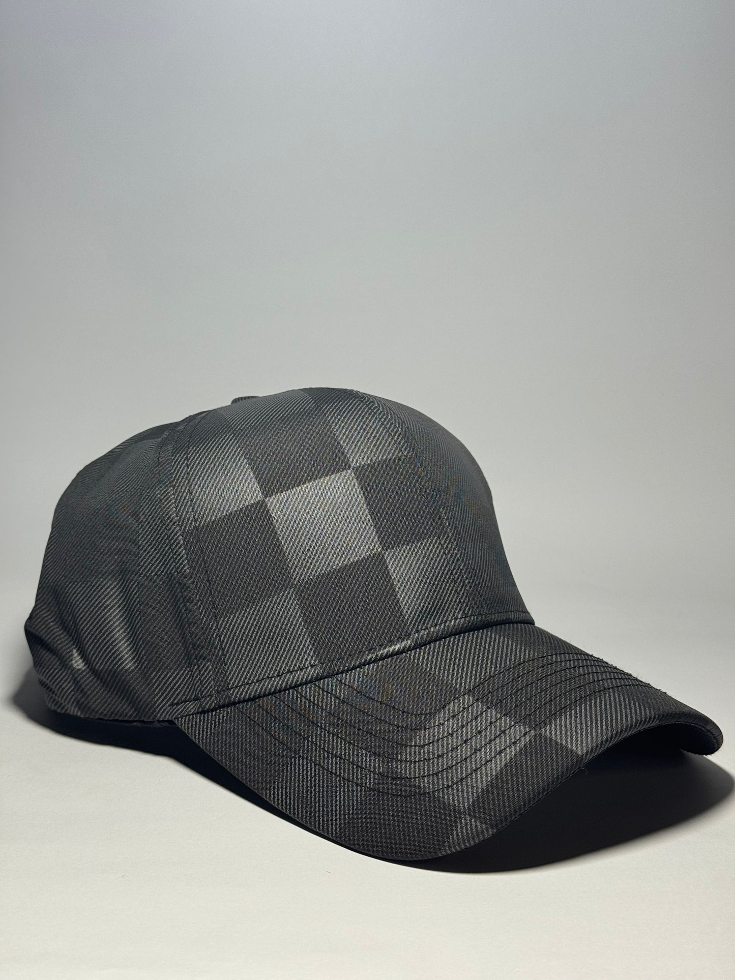 Premium Checkered Pattern Baseball Cap-Black