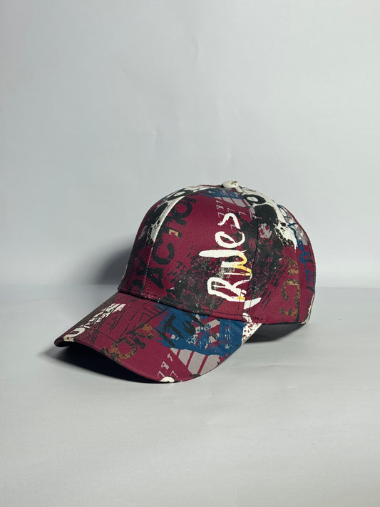 Gray Abstract Graffiti Print Baseball Cap-Imported