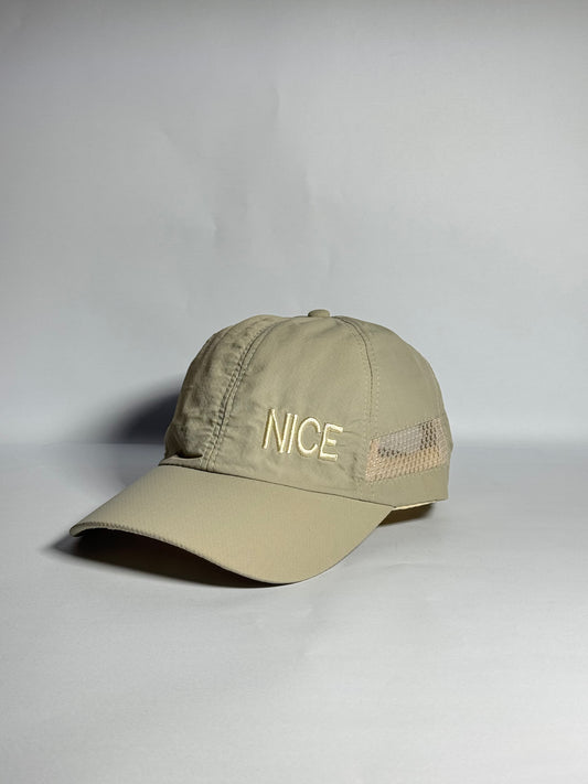 The Beige "NICE" Mesh Runner Sports Cap
