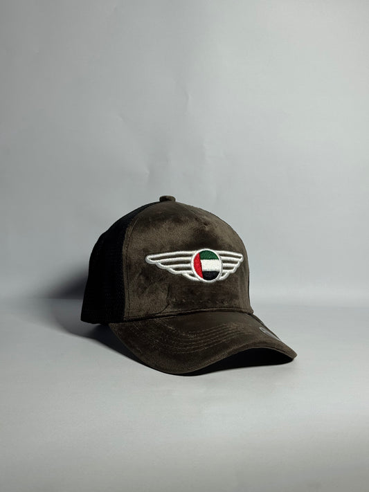 UAE Wing Beige Velvet Trucker Cap-Imported Cap