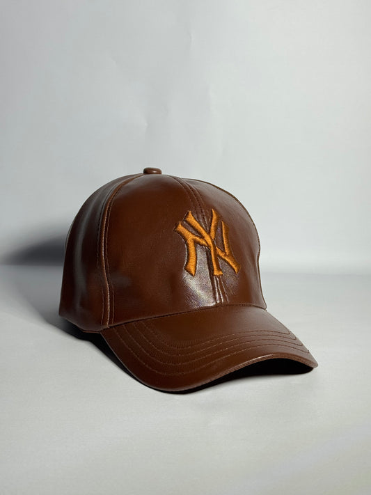 Classic Brown Leather "NY" Cap