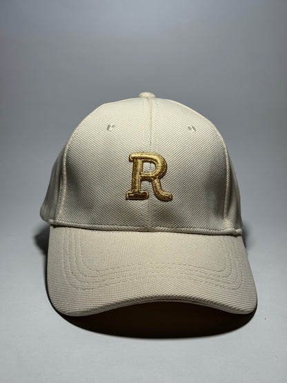 Black Baseball Cap with Gold Embroidered 'R'