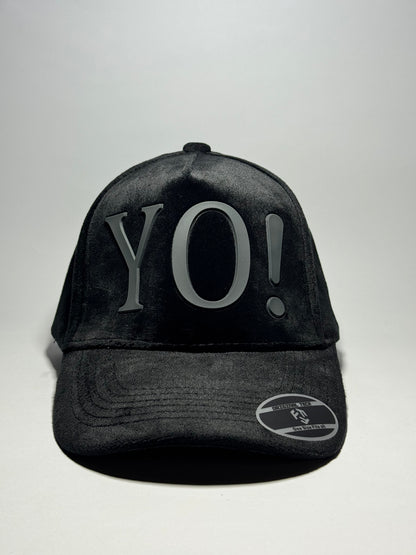 Full Velvet 'YO!' Baseball Cap-Black