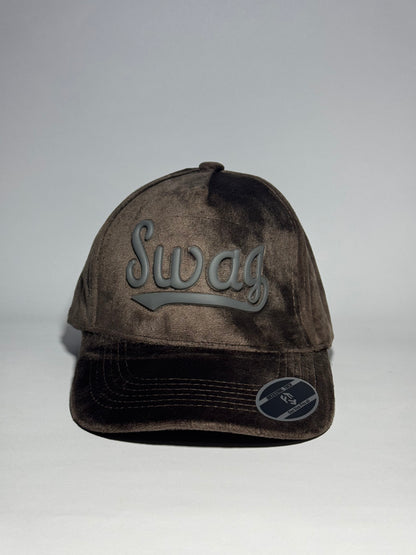 Full Velvet 'SWAG!' Baseball Cap-Brown