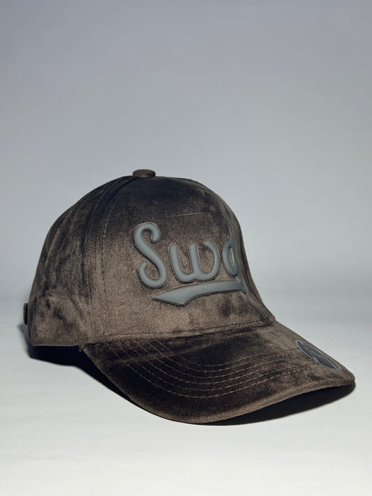 Full Velvet 'SWAG!' Baseball Cap-Brown