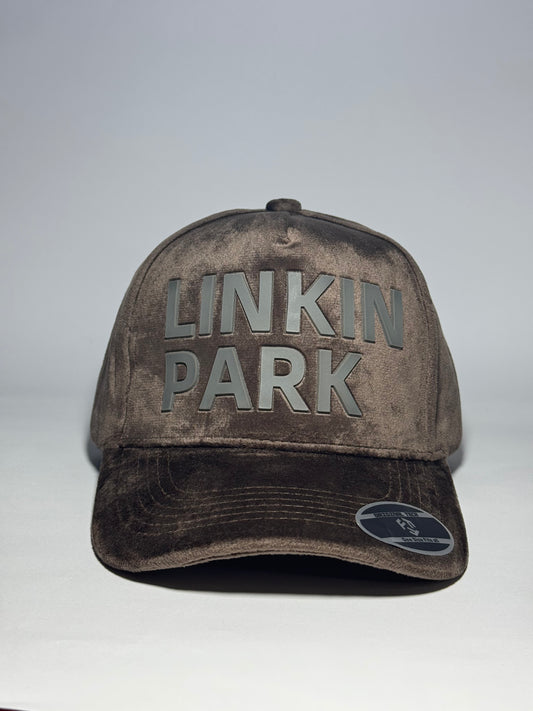 Full Velvet 'LINKIN PARK!' Baseball Cap-Brown
