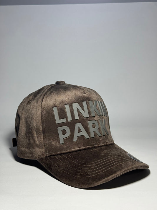 Full Velvet 'LINKIN PARK!' Baseball Cap-Brown
