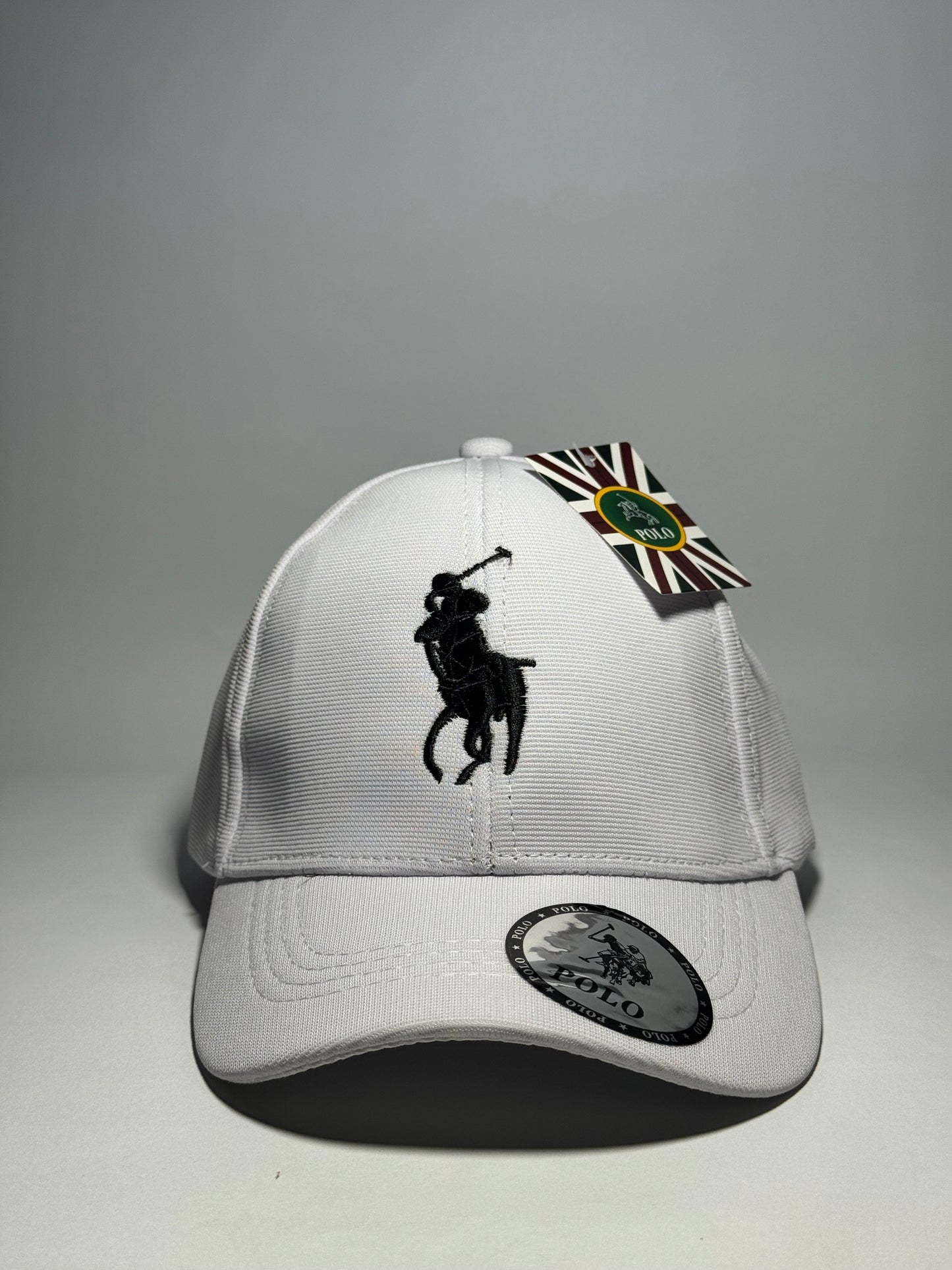 Premium Polo Ralph Lauren White Cap with Black Rider Logo