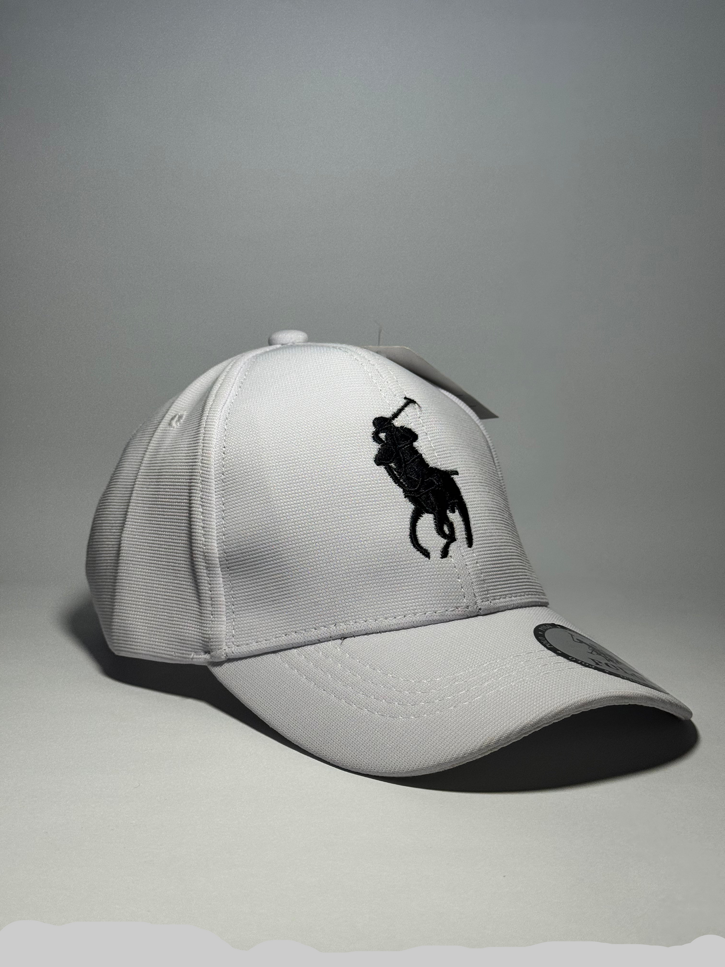 Premium Polo Ralph Lauren White Cap with Black Rider Logo