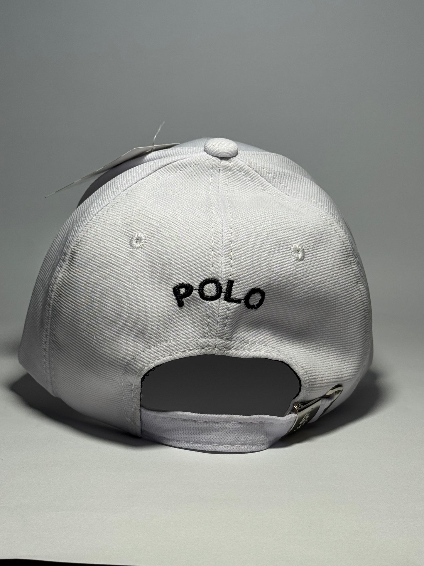 Premium Polo Ralph Lauren White Cap with Black Rider Logo