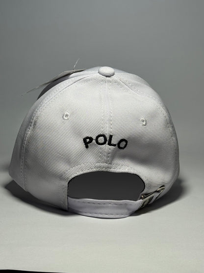Premium Polo Ralph Lauren White Cap with Black Rider Logo