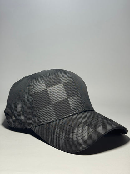 Premium Checkered Pattern Baseball Cap-Black