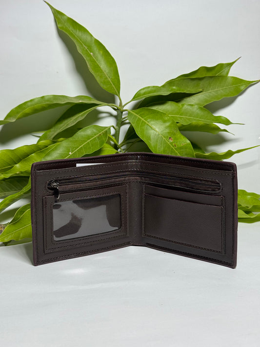 Stylish Brown Wallet with Green and Red Stripe