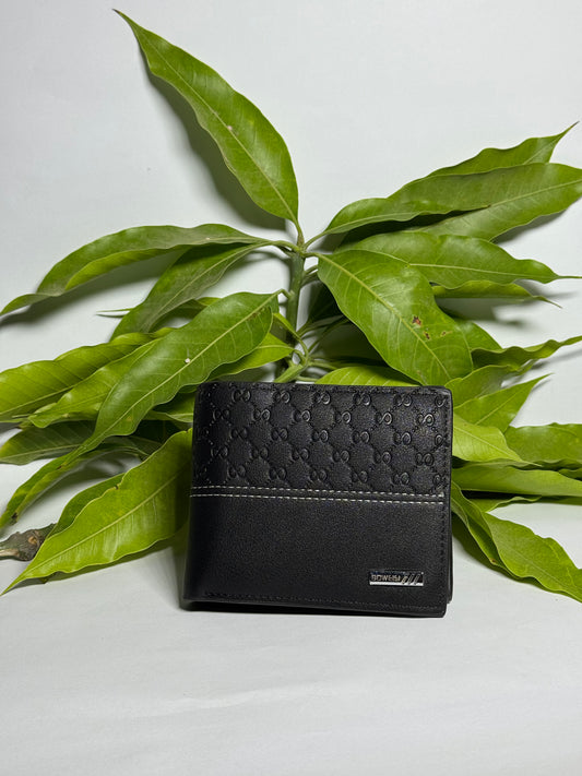 Men's Classic Black Wallet with Embossed Design
