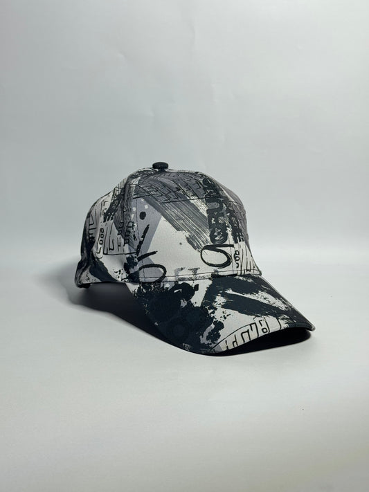 Gray Abstract Graffiti Print Baseball Cap-Imported