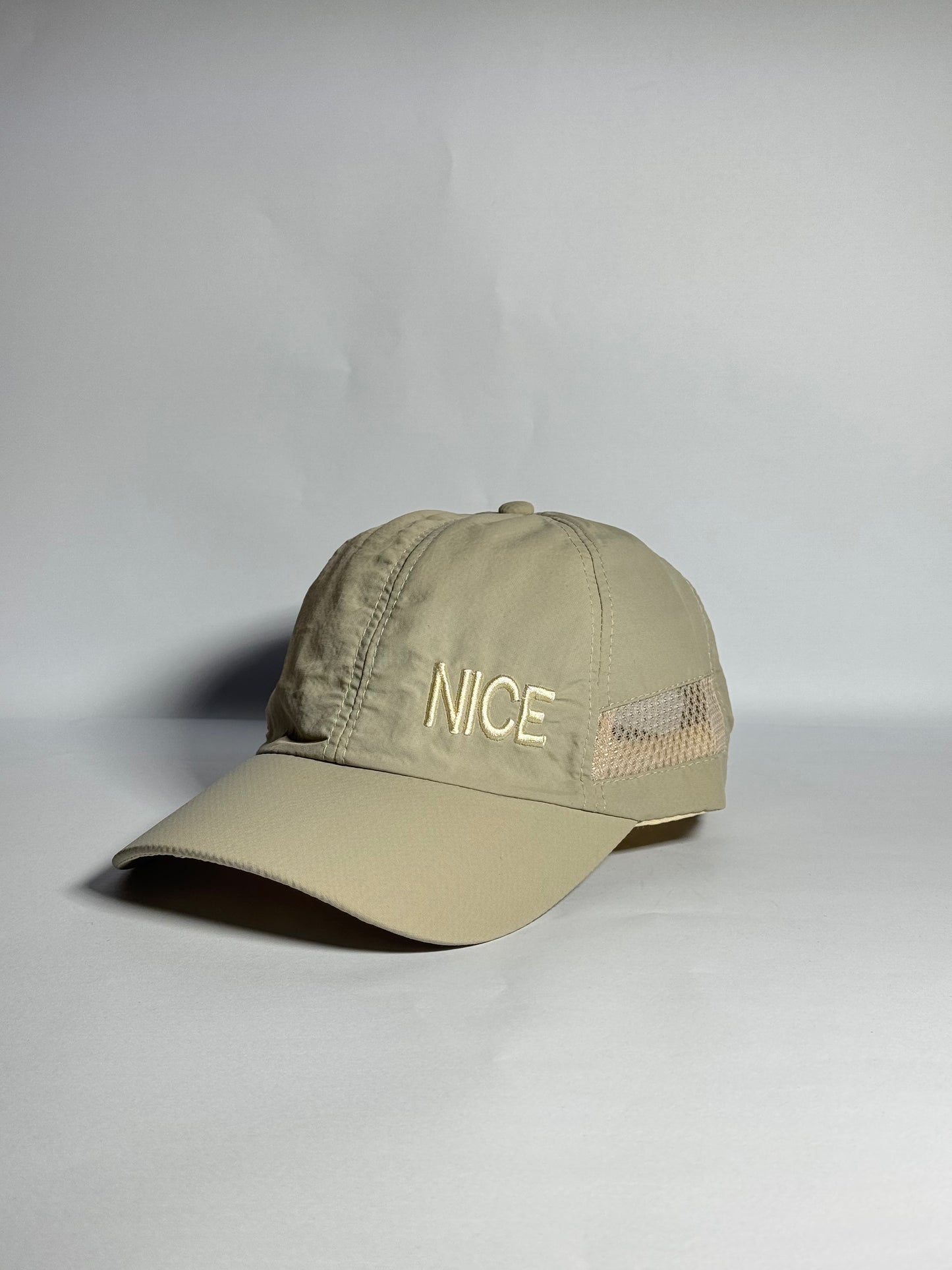 The Beige "NICE" Mesh Runner Sports Cap
