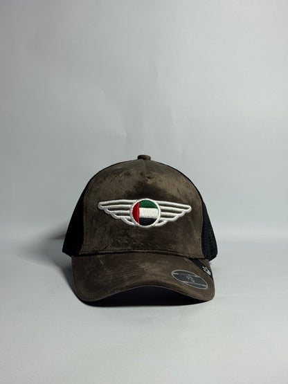 UAE Wing Brown Velvet Trucker Cap-Imported Cap