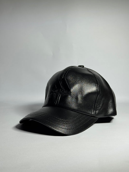 Classic Black Leather "Adidas" Cap