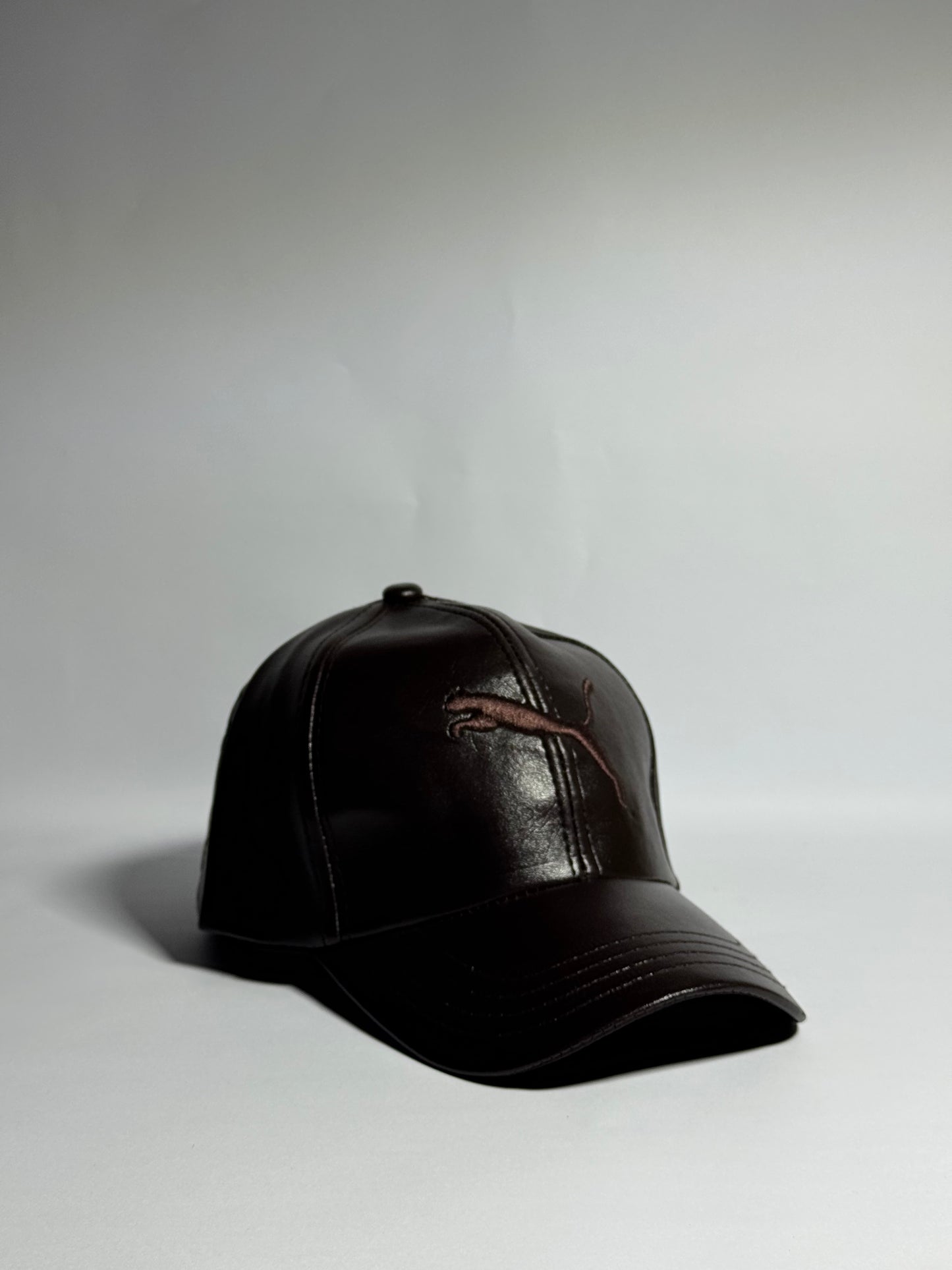 Classic Brown Leather "Puma" Cap