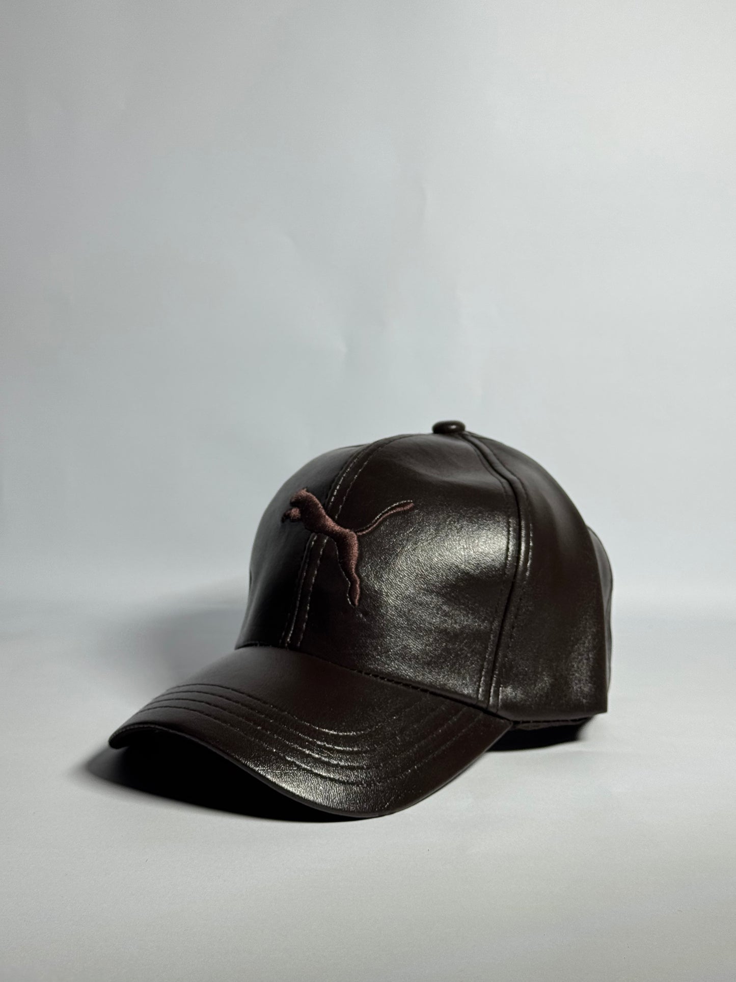 Classic Brown Leather "Puma" Cap