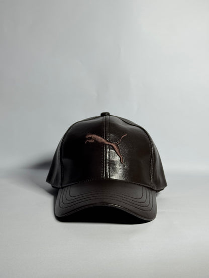 Classic Brown Leather "Puma" Cap