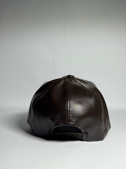 Classic Brown Leather "Puma" Cap